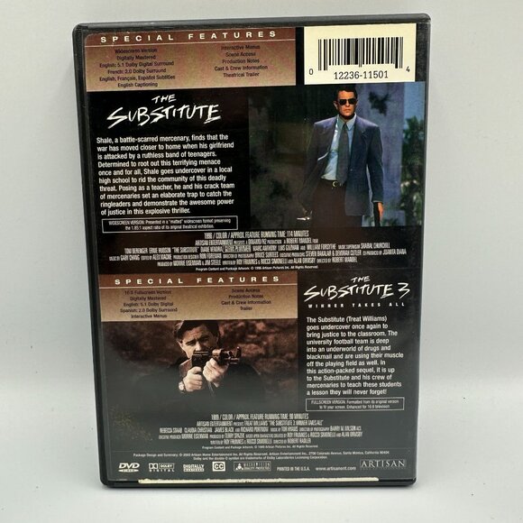 The Substitute Double Feature DVD Tom Berenger Treat Williams Action Thriller - Picture 2 of 3